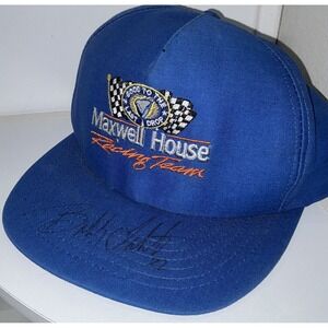 Vtg Maxwell House Signed Bobby Labonte Good To Last Drop Coffee NASCAR Hat Cap